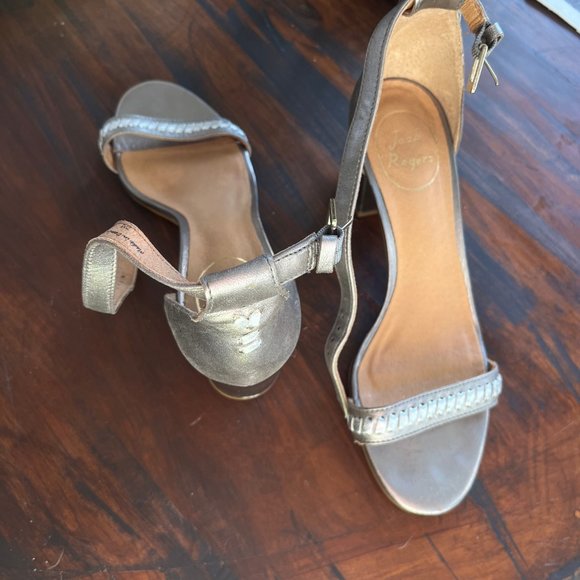 Grey Jack Rogers Block Heeled Sandal Size 7 - Picture 3 of 4
